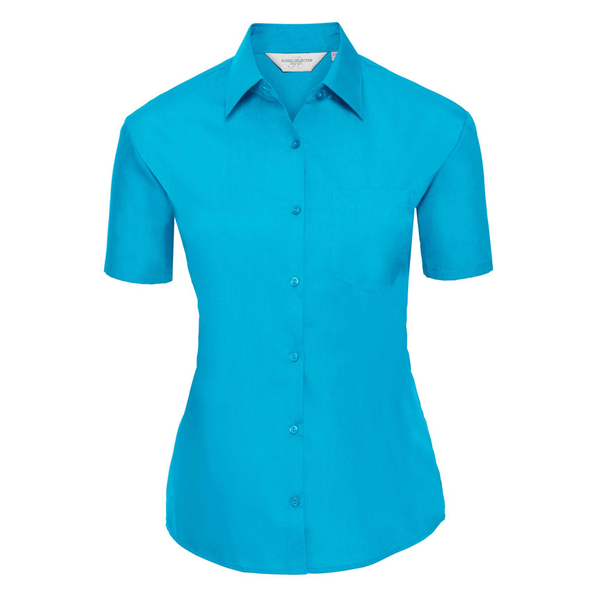 R935F-Ladies SS PolyCotton Poplin Shirt